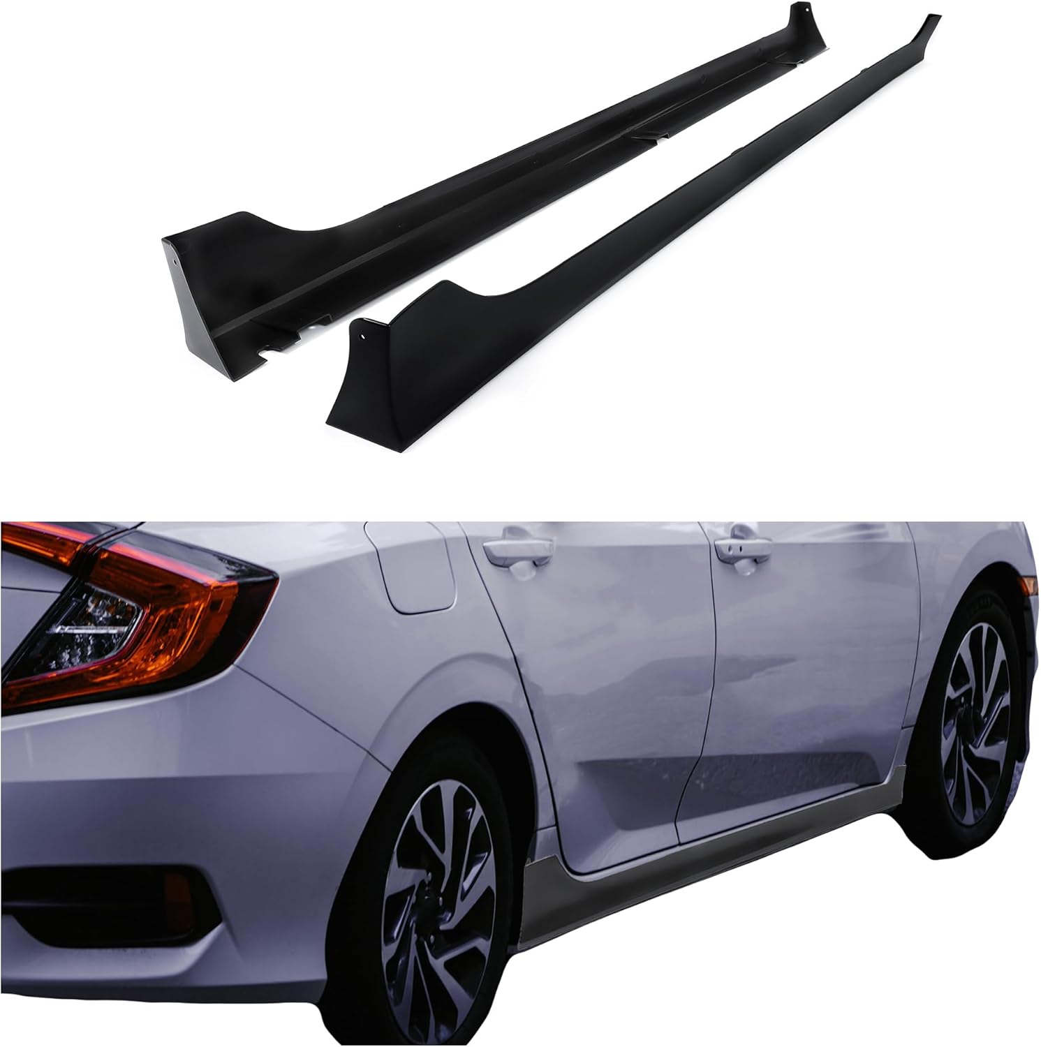 KUAFU Side Skirt Compatible with 2013-2017 Honda Accord 4DR Sedan Models Rocker Panels Guard Splitter Extension Spoiler Black PP