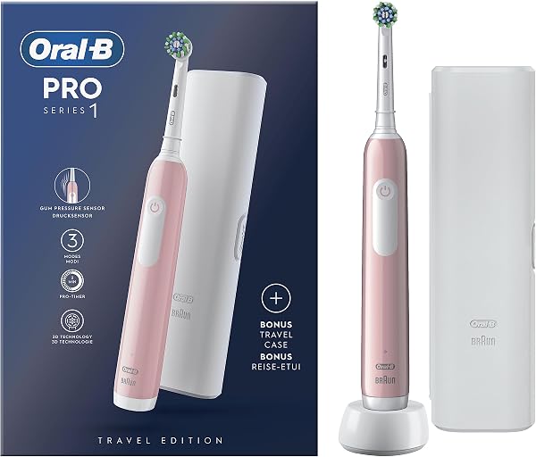 Oral-B Spazzolino Elettrico Ricaricabile Pro Series 1 Rosa con 1 Testina di Ricambio, 1 Custodia da Viaggio, 1 Spazzolino - 1