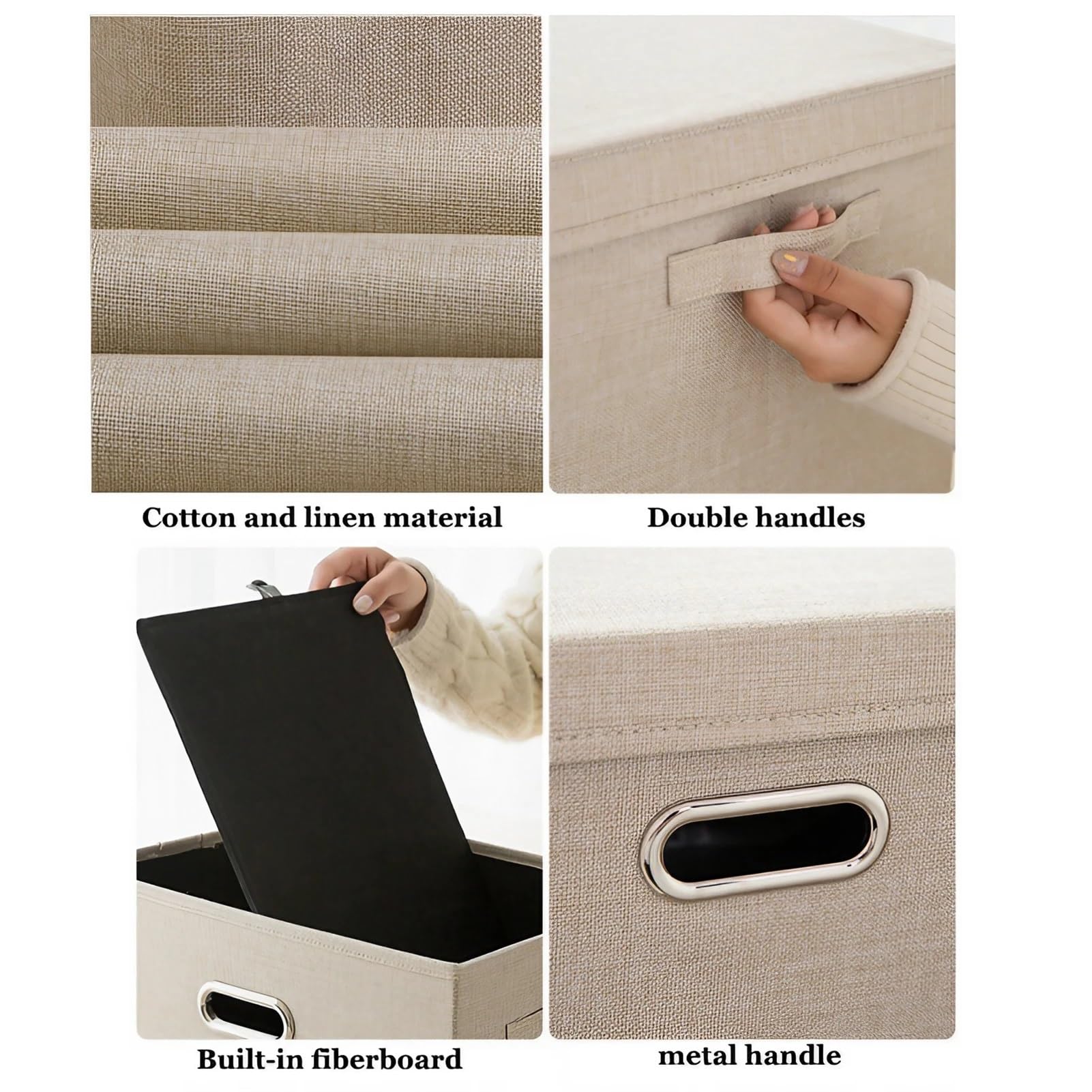Cajas de Almacenamientos con Tapas, Organizador de Armario Plegable Apilable de Tela/Green/50 * 35 * 31Cm