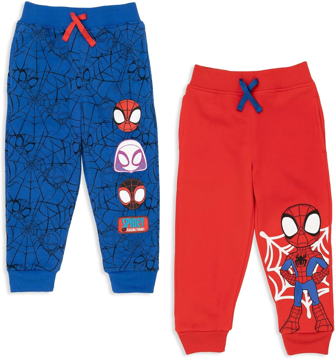 Marvel Spidey and His Amazing Friends Boys' 2-Pack Fleece Jogger Pants | 2-Pack Joggers, Soft Fleece Fabric, Elastic Waistband, Ribbed Cuffs, Side Seam Pockets