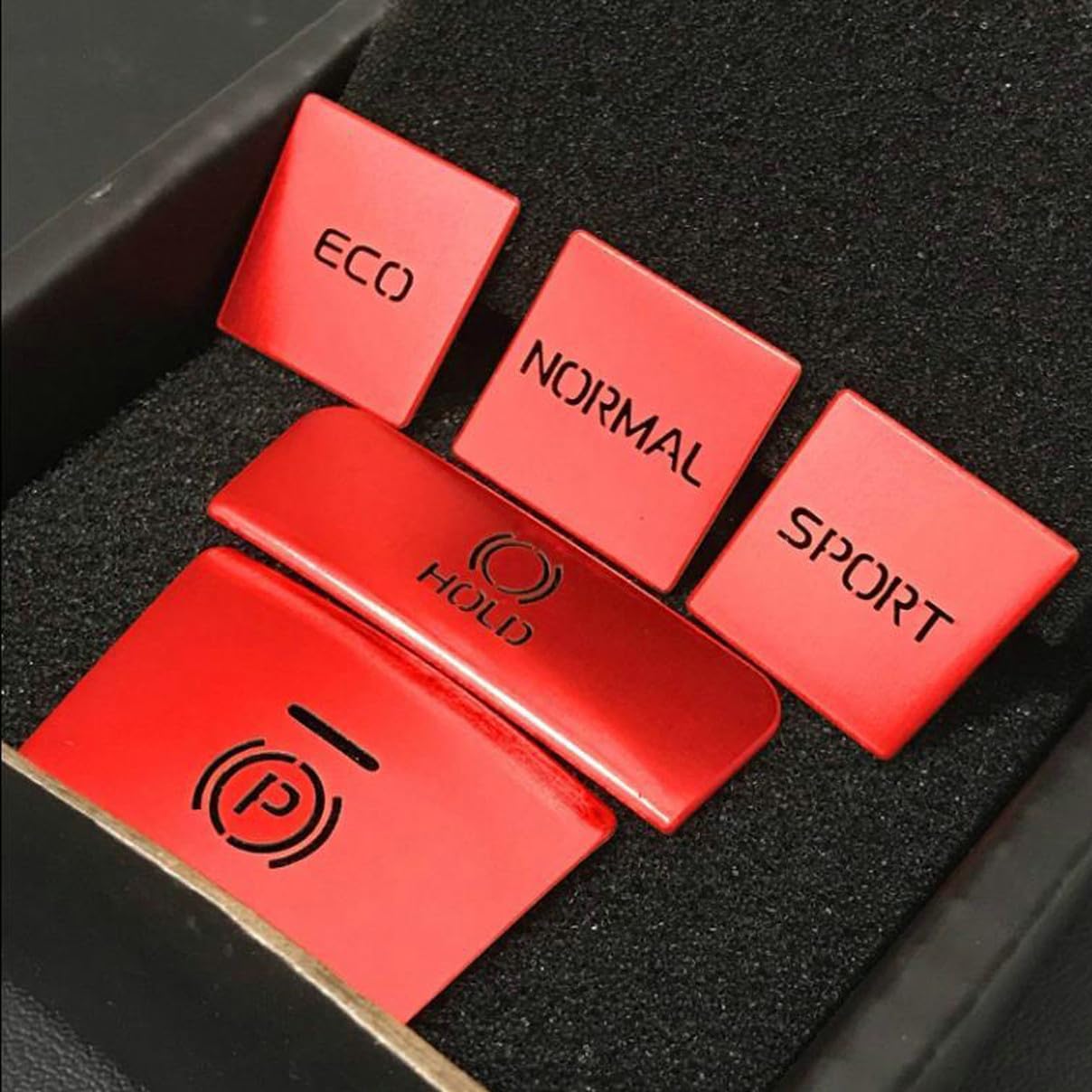 5pcs RED Compatible for Toyota Camry 2018-2022 Gear Shift Panel Button Cap Decor Switch Frame Trim Aluminum Alloy Cover