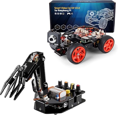 SunFounder Kit de borde de brazo robótico para Arduino R3 con kit de video inteligente para Raspberry Pi