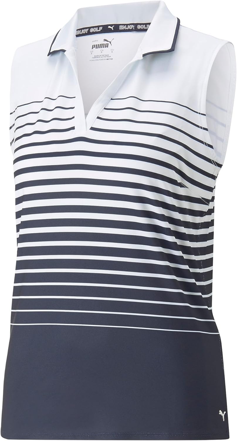 pumagolf W MATTR SL Stripe Polo, Navy Blazer, XSmall
