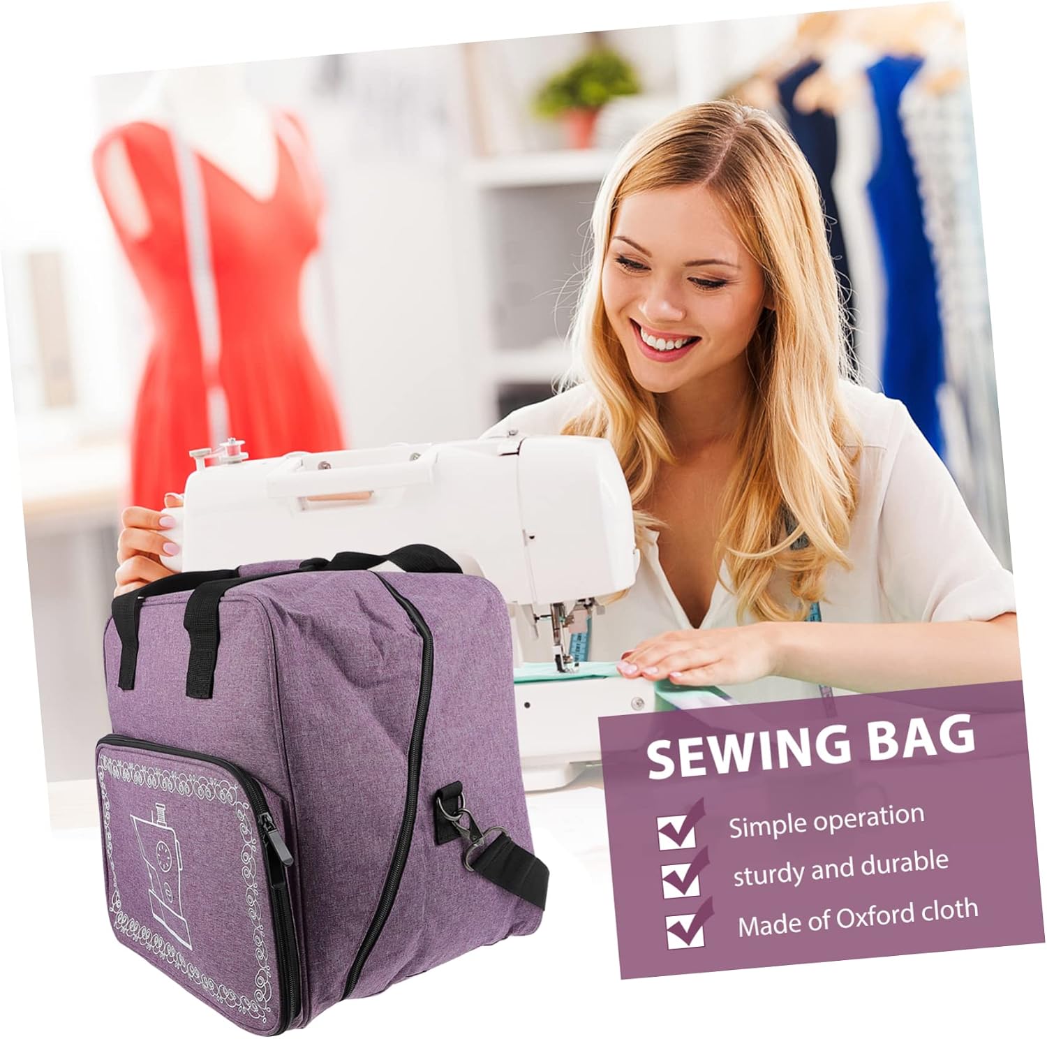 Portable Oxford Cloth Sewing Machine Tote Bag Lightweight Carrying Case for Travel and Outdoor Use Organizer for Sewing Classes and Craft Storage