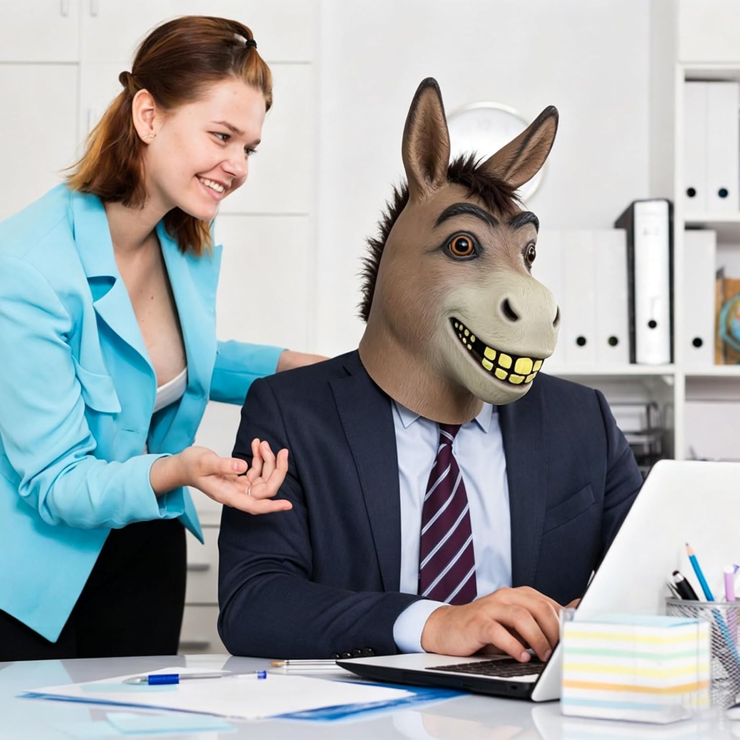 Donkey Mask for Adults - Latex Realistic Animal Head Mask for Halloween Carnival Masquerade Cosplay Party Props