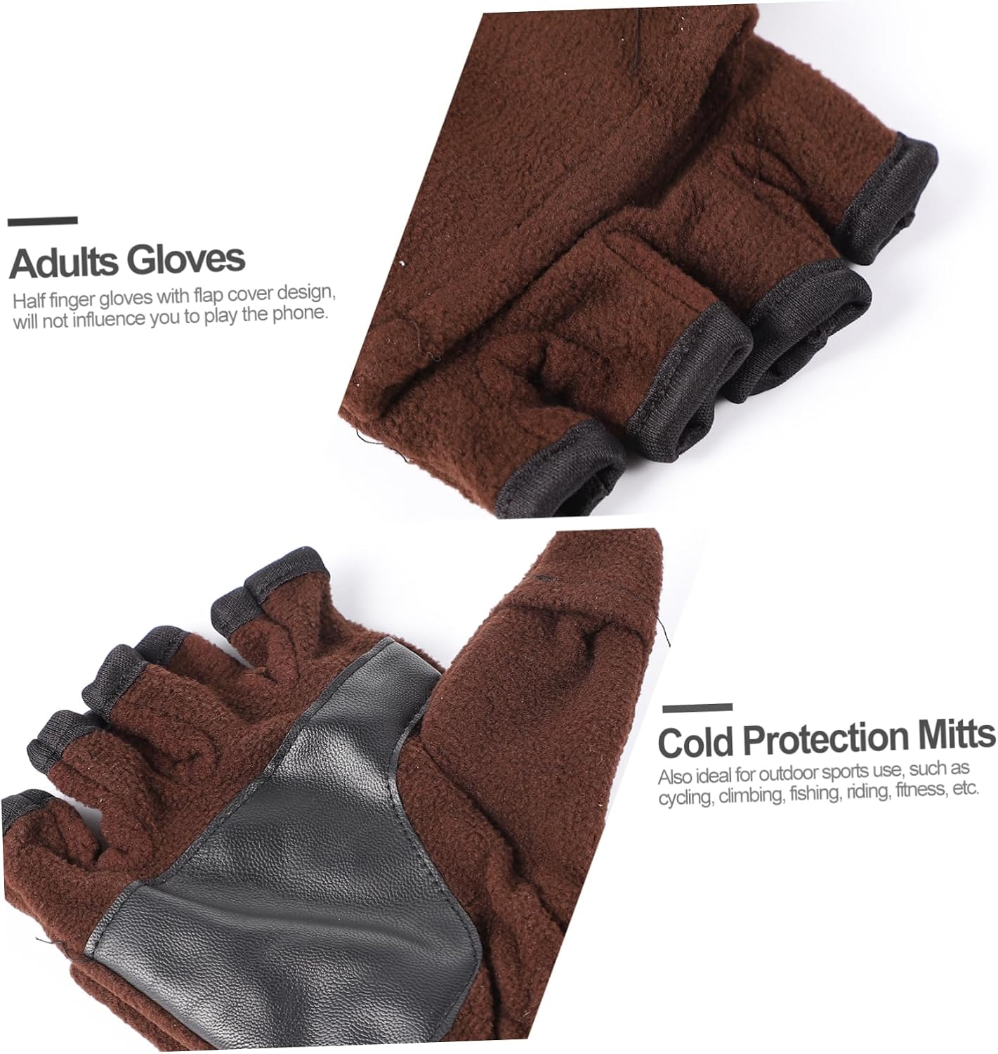 OUNONA 1Pair Winter Flap Cover Mittens for Men Touch Screen Half Finger Gloves with Thermal Fleece Lining for Outdoor Sports Texting Breathable Skid Design