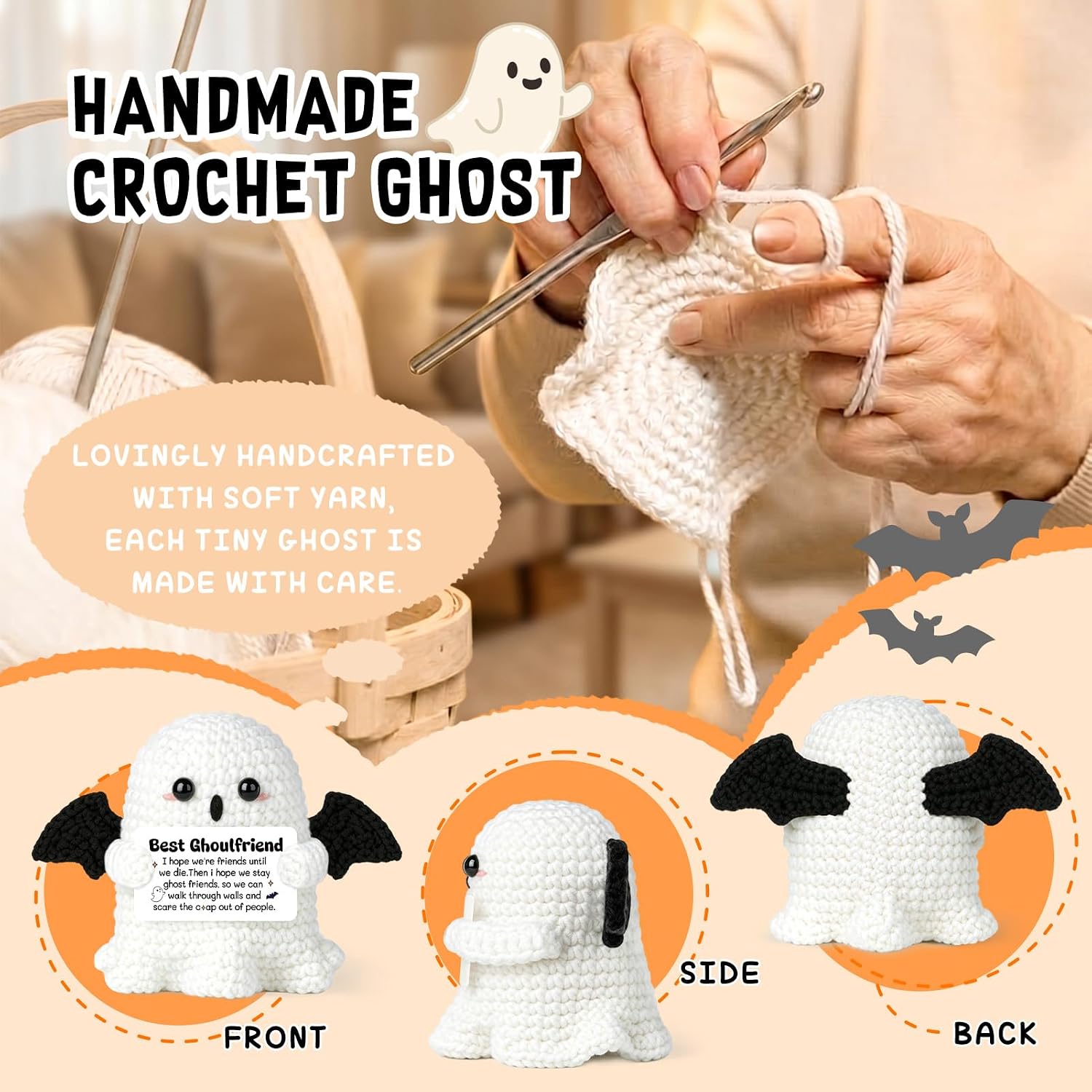 Best Friend Crochet Ghost Halloween Birthday Gift for Friends