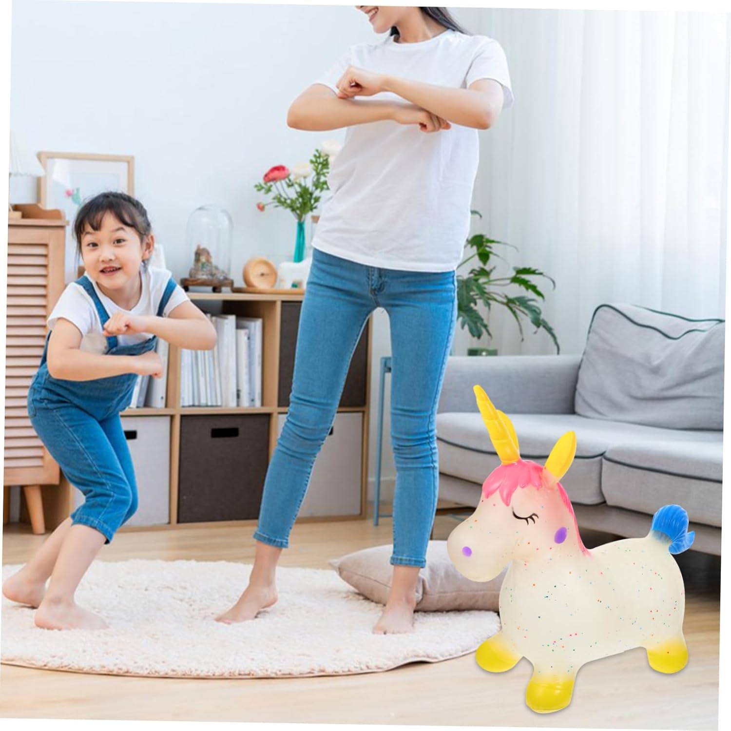 Sosoport Large Inflatable Spring and Girls Bouncing Toy Boy Girl Bouncy Animal Toy for Unicorns Shape