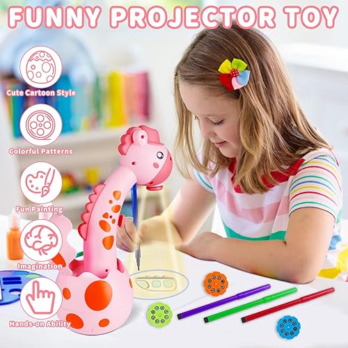 Miniatura 10 de Mesa de proyector de dibujo para niños, juguete de proyector de traza y dibujo, con luz y música, proyector inteligente para niños, escritorio de