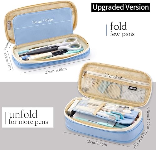 Vista 29 de EASTHILL - Estuche de gran capacidad para oficina, universidad, escuela, almacenamiento grande, bolsa de alta capacidad, organizador de caja azul