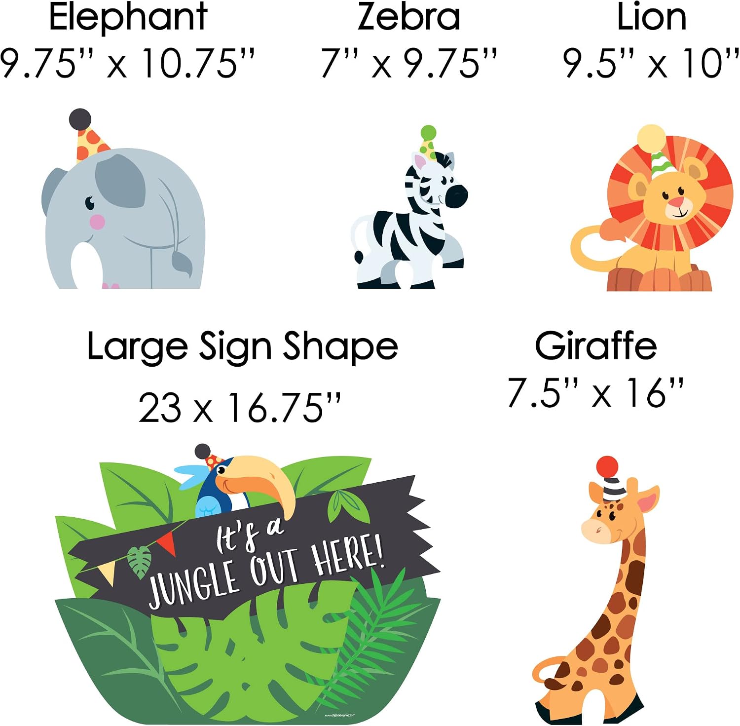 Big Dot of Happiness Jungle Party Animals - Yard Sign & Outdoor Lawn Decorations - Safari Zoo Animal Birthday Party or Baby Shower Yard Signs - Set of 8