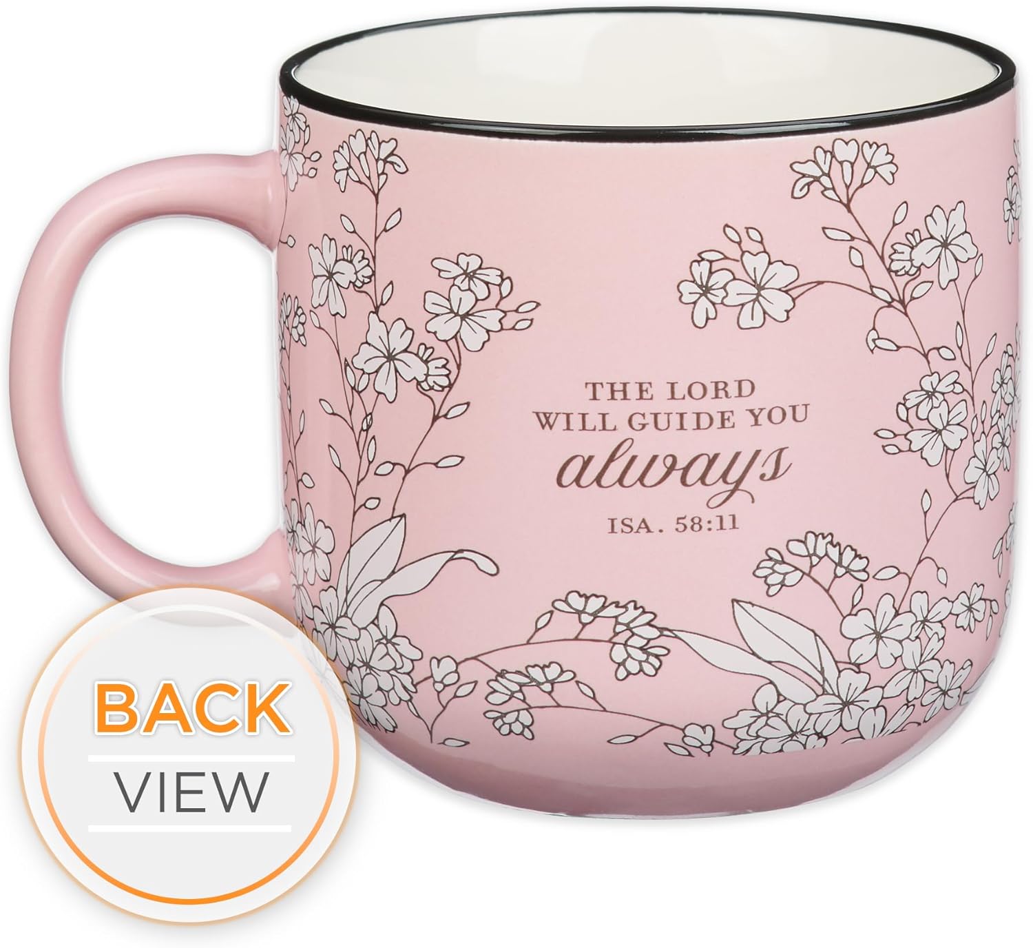 Christian Art Gifts Large Dishwasher/Microwave Safe Ceramic Coffee & Tea Mug for Daughters: World's Best Daughter Encouraging Bible Verse, Non-toxic Lead-Free Cup for Women, Pink/White Floral, 14 oz. - Image 3