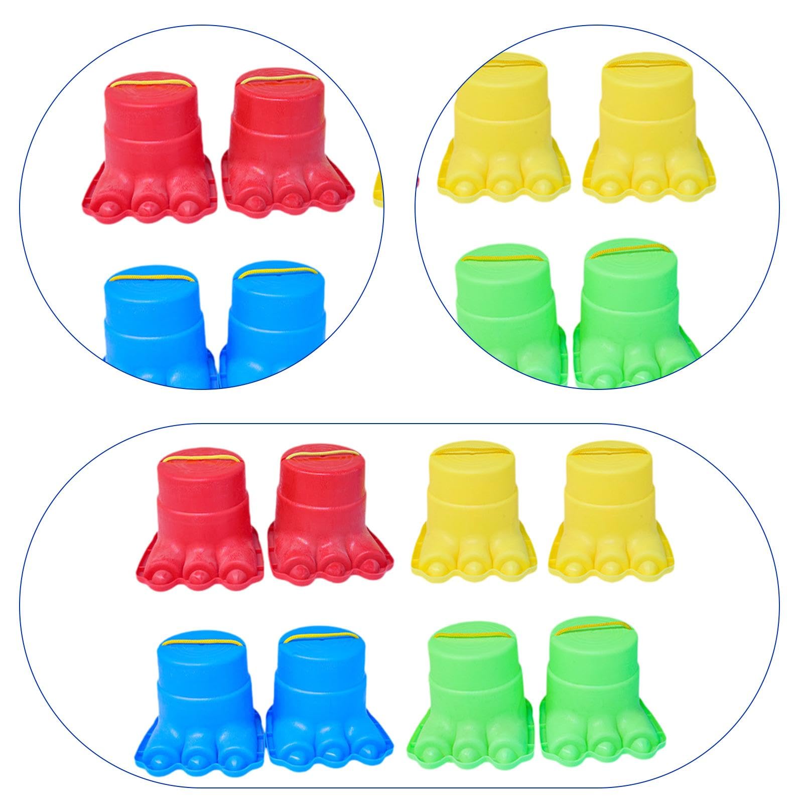 8 Teiliges Set Stelzen Set für Große Füße, Klassische Anti S Stelzenlauf Stelzen für Kinder von 4 10 Jahren, Hindernisparcours, Partys