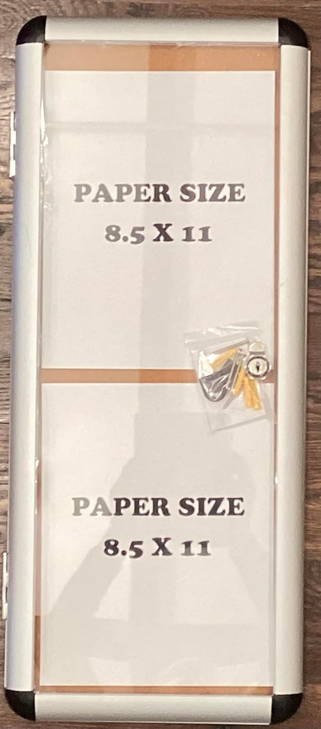 Indoor Enclosed Bulletin Board Cabinet - Bulletin Board Lockable Display Frame (Lockable with Key, Commercial use) (9x24)