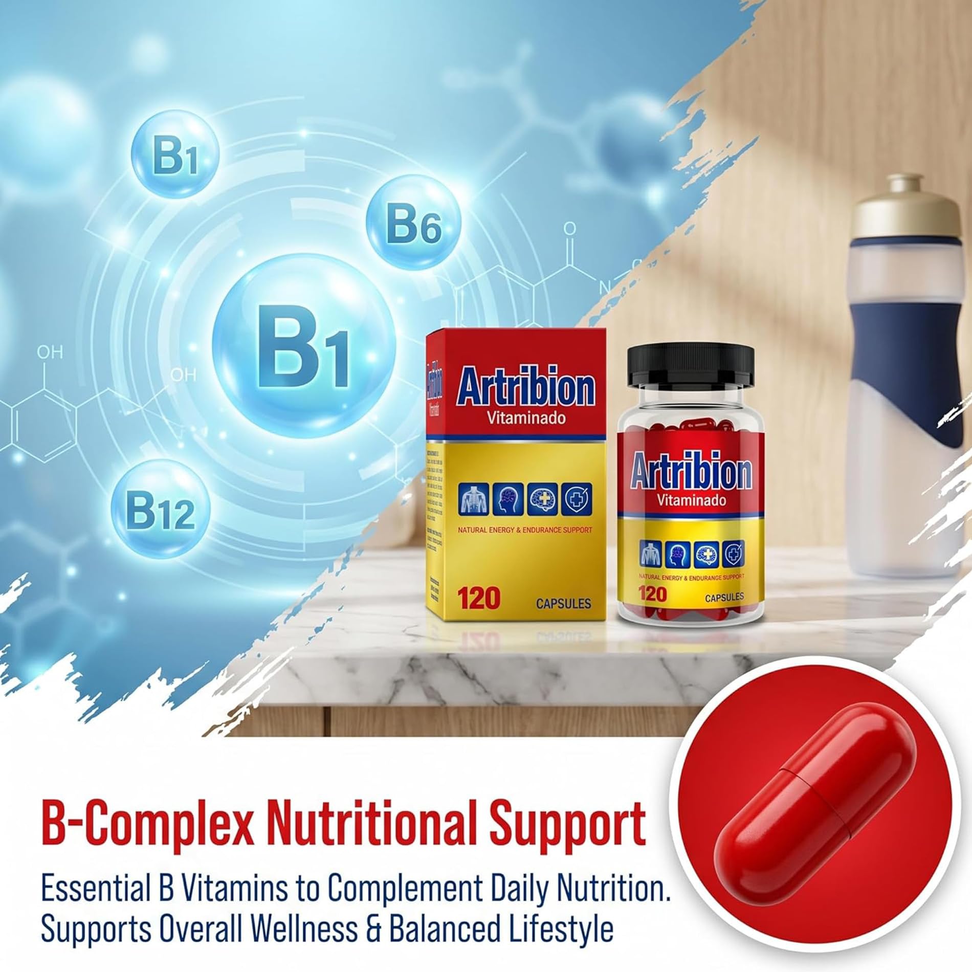 Artribion Vitaminado MAX B-Complex Capsules, Daily Nutritional Support with Essential B Vitamins, Easy Capsule Format, 120 Count (1) — Amazon image 6