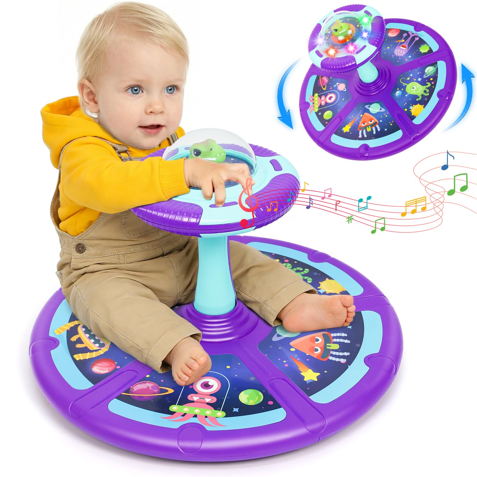 Wdmiya Toddler Toys for 2 3 4 Year olds, 360° Spinning Chair with Lights and Music, Sensory Toys for Autism & ADHD Children, Birthday Gifts for Boys Girls (Space)