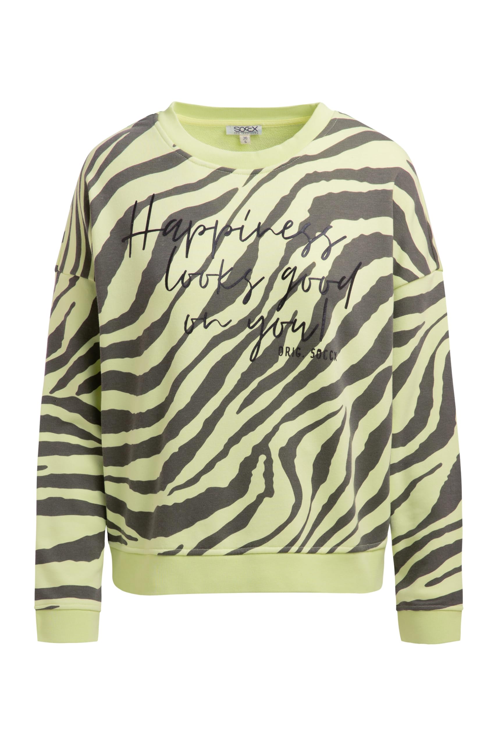 SOCCX Damen Sweatshirt mit Zebra-All-Over-Print