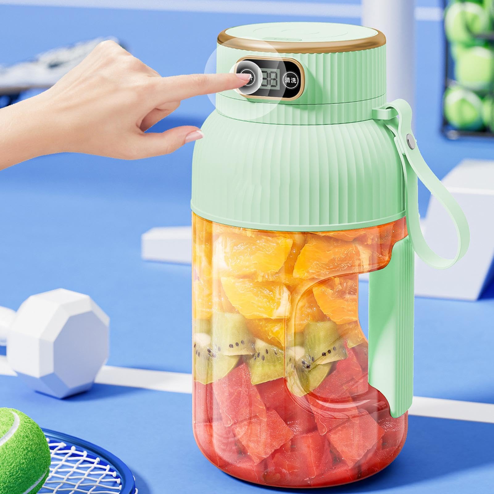 Portable Smoothie Blender, Portable Blender Smoothie Maker, Blender with Digital Display, Large Capacity Blender, 1200ml Multifunctional Blender, Personal Blender for,