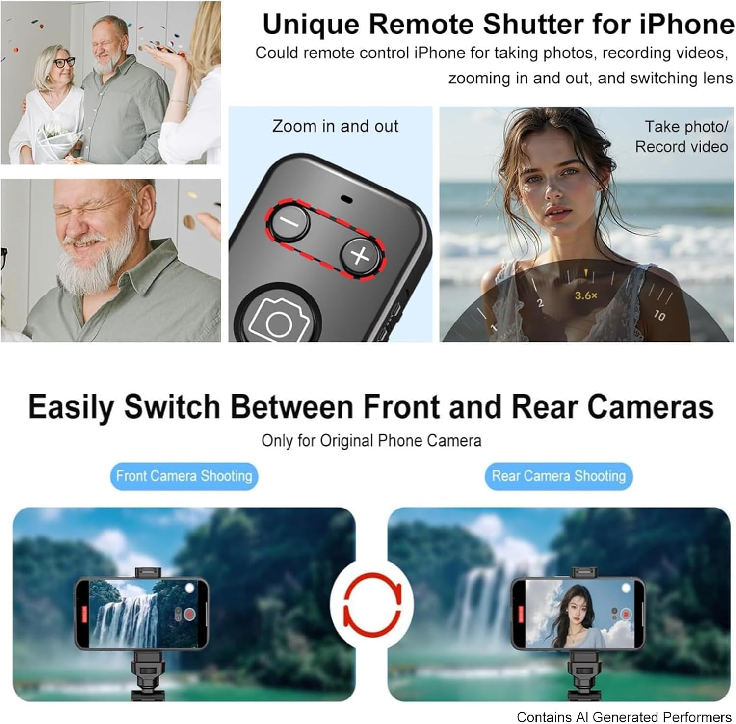 Newmowa Bluetooth Remote Shutter Rechargeable Zoom for iPhone 11-16 image 3