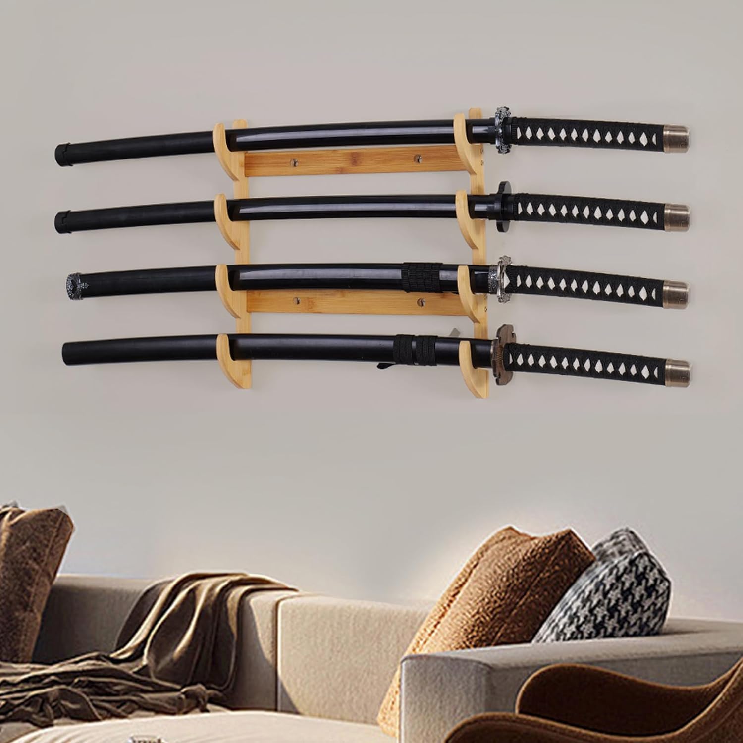 Samurai Sword Wall MountKatana Stand Wall Mount(bamboo4 Layer) Sword Wall Mount