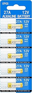 HoootCell 27A Battery 12V Alkaline Batteries Long-Lasting 12 Volt A27 Battery for Doorbells and Remotes 5 Pack…