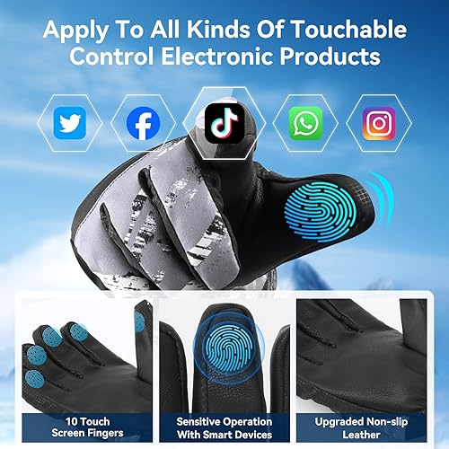 Miniatura 3 de Guantes para clima frío, guantes de esquí, guantes de nieve, guantes de invierno impermeables, hombres y mujeres, para padres e hijos