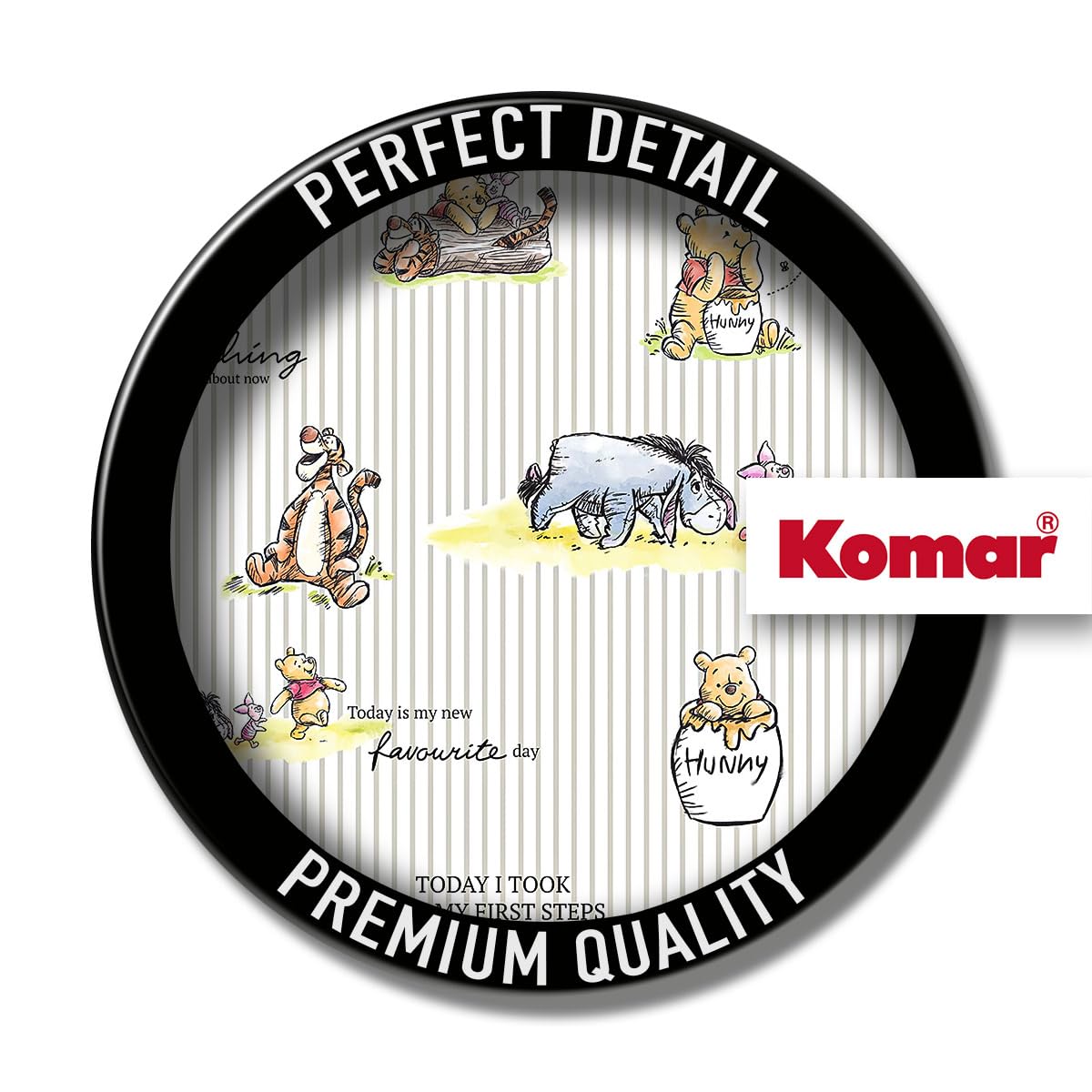 Komar Digitaldruck Vlies Fototapete - Winnie The Pooh Stripes - Größe 200 x 280 cm