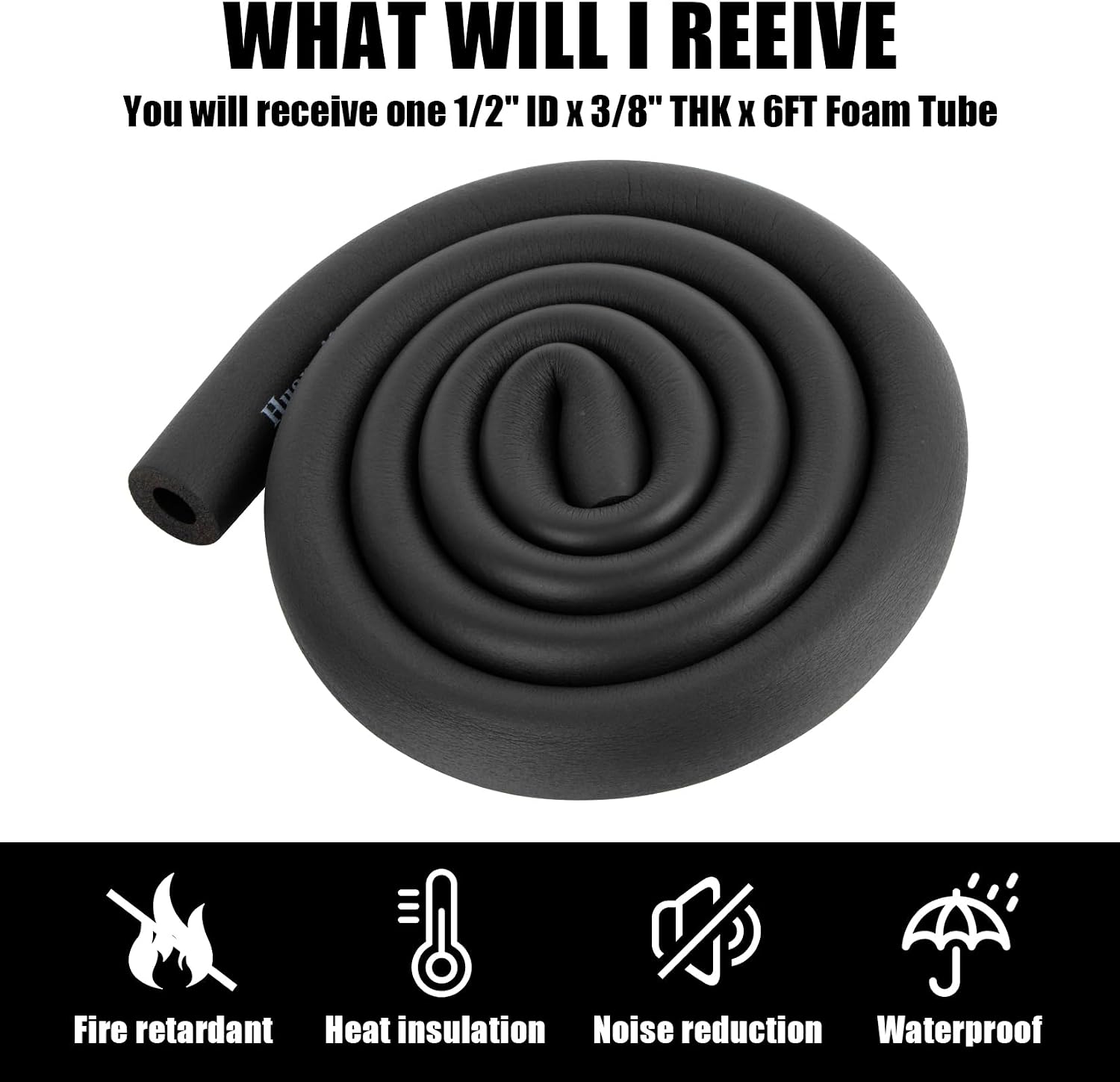 Pipe Insulation Foam Tube - Foam Pipe Insulation for Pipe Freeze Protection and Sharp Edge Protection 1/2" ID x 3/8" THK x 6FT