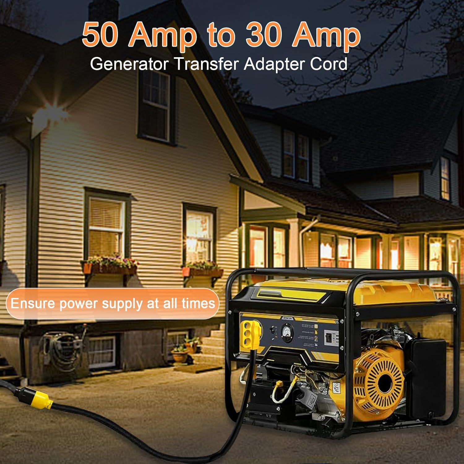 10 FT NEMA 14-50P to L14-30R Generator Transfer Switch Adapter Cord, 240V/120V 50 Amp Male to 30 Amp Female Twist Lock 4 Prong Generator Adapter Cord, STW 10 AWG Heavy Duty ETL Listed