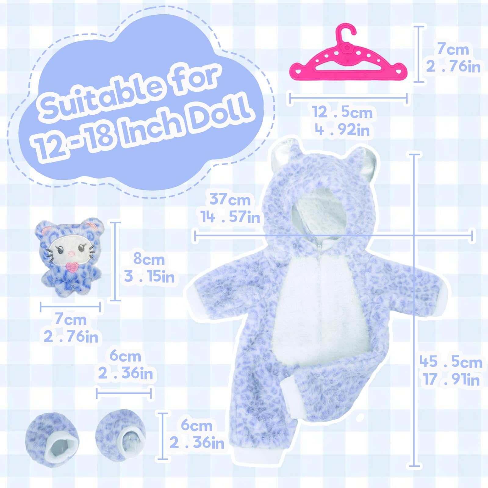 Baby Doll Clothes for 14-18 Inch Doll, Baby Dolls Accessories for 35-45cm Dolls, Cute Jumpsuit, Socks, Cute Pendants, Hanger - Image 2