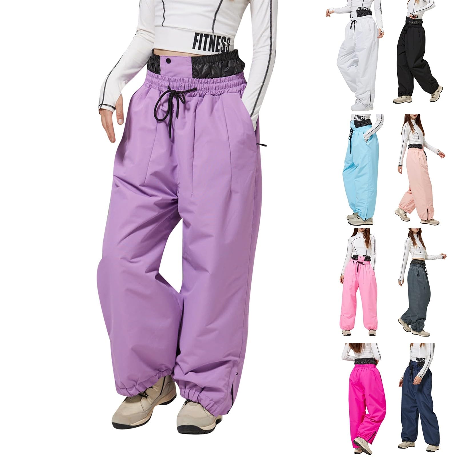 Pantalones de esquí para mujer, forrados con tirantes, térmicos, cálidos, para exteriores, impermeables, resistentes al viento, pantalones de snowboard, pantalones de invierno, cálidos