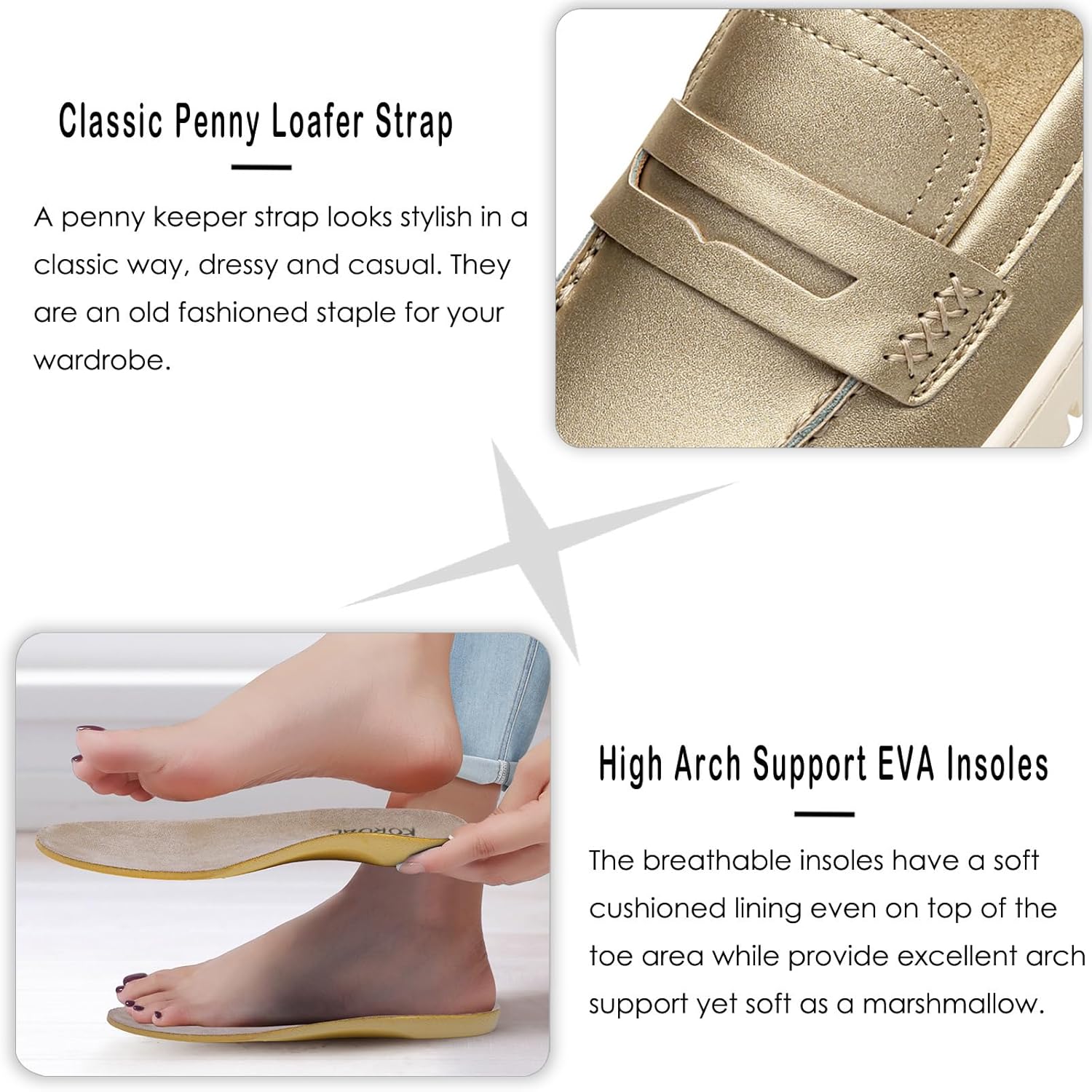 KORDAL Women's Comfortable Classic Penny Loafers Leather Sneakers Casual Slip On Dress Shoes Office Work Everyday Walking Flats Driving Shoes for Women - Image 5