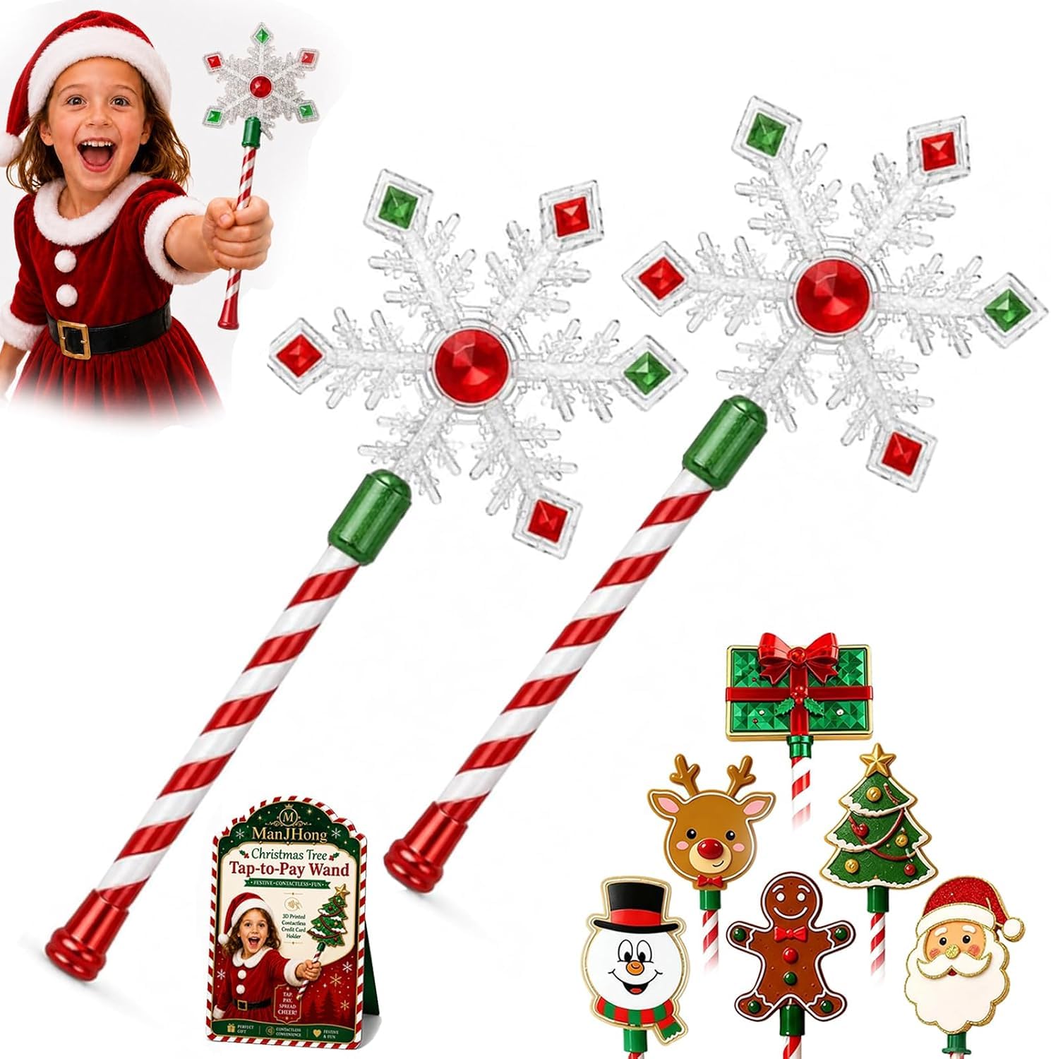 DualBlades Christmas Tree Credit Card Wand Tap to Pay Magic Wand Credit Card Holder (2PCS-F)
