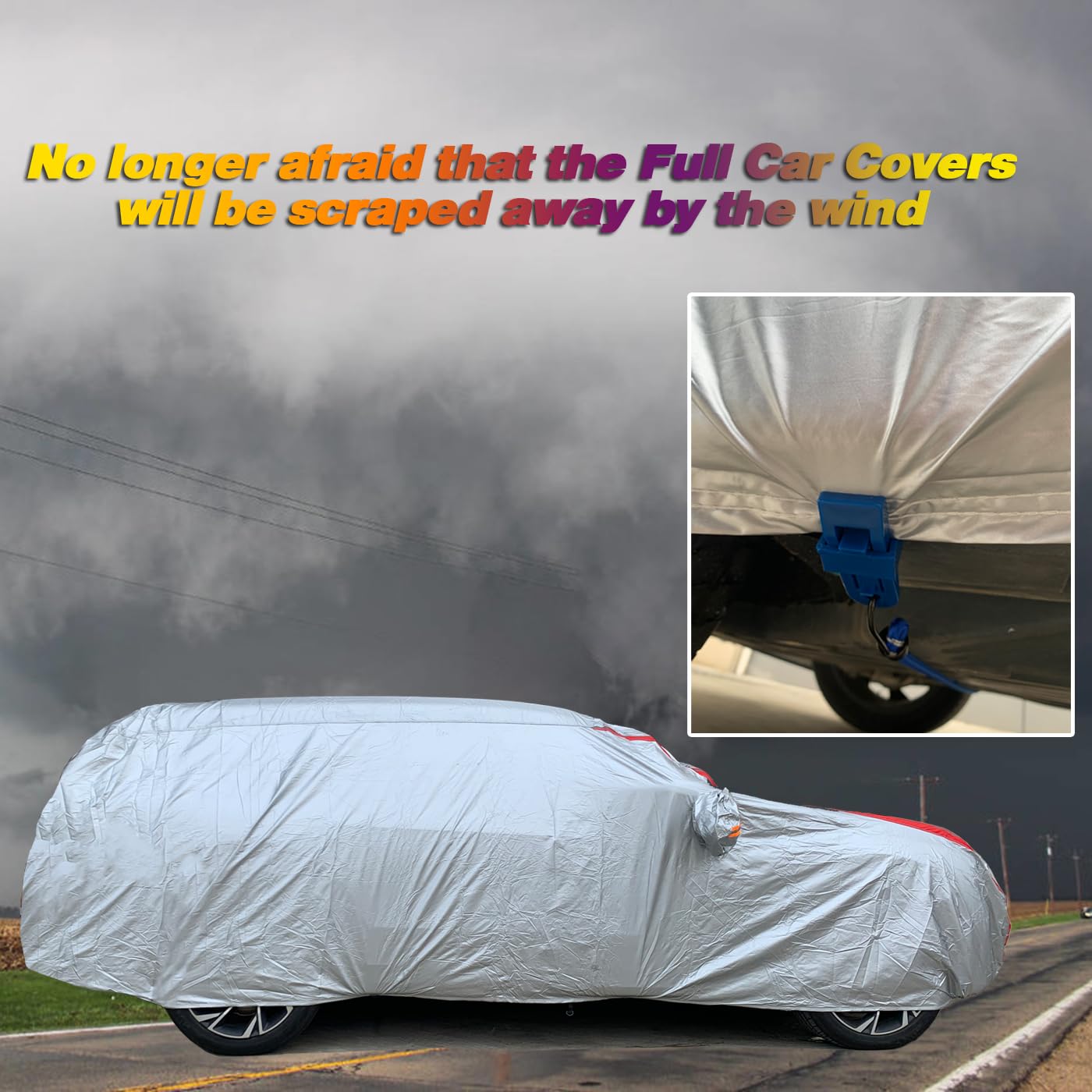QUYDDC Car Covers Windproof Elastic Rope Protecting The Car Cover from Being Blown Away in Strong Winds with — view 3
