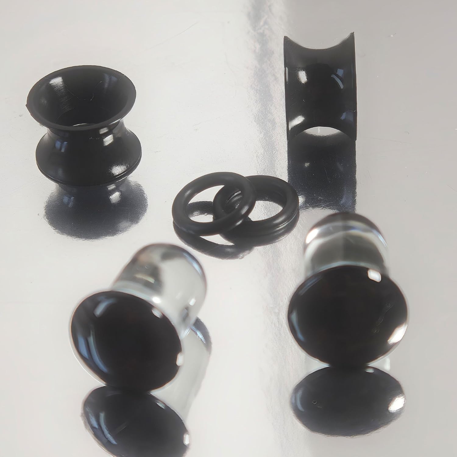 Glass Gauge for Ears Stretching Kit and Silicone Gauge Double Flared Flesh Ear Gauges for Women/Men,2 Pairs,2G/0G/00G Ear Plugs