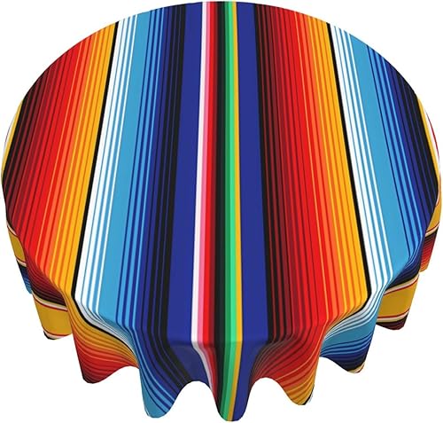 Miniatura 3 de JIAOGSNC Mantel redondo de 60 pulgadas, impermeable y resistente a las manchas, lavable, de poliéster, mantel de tela decorativa, manta mexicana a