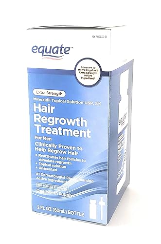 Equate - Tratamiento para el crecimiento del cabello para hombres, solución tópica al 5% de minoxidil, extra fuerte, sin perfume, 2 onzas líquidas,