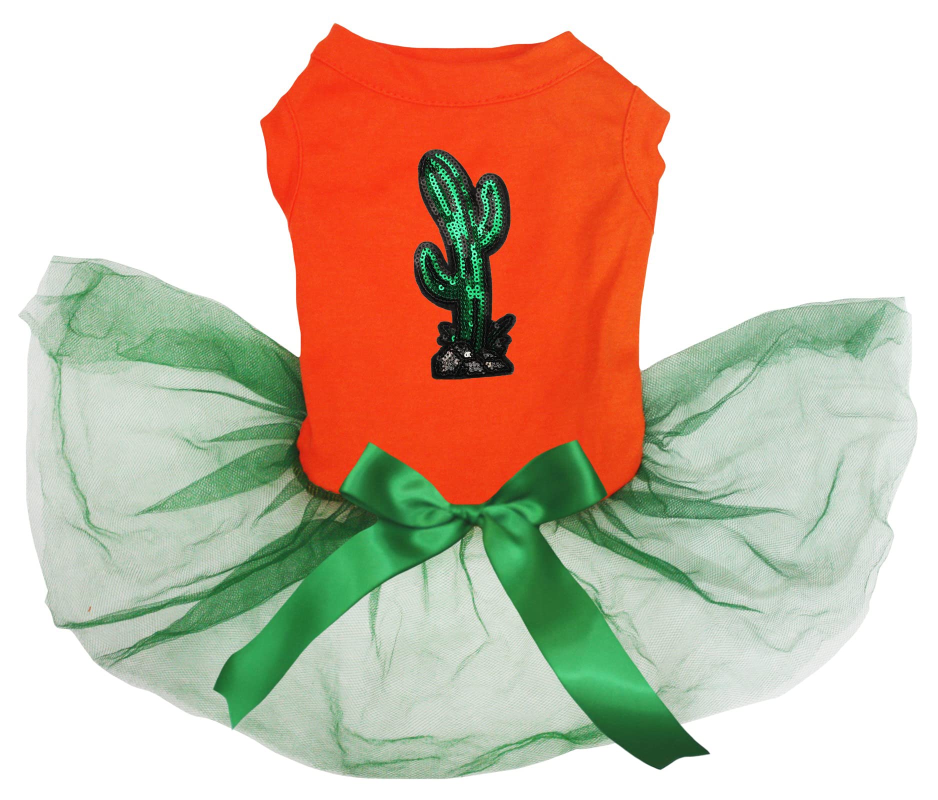 Robe cactus pour chien XXL paillettes orange vert vêtement grand chien été