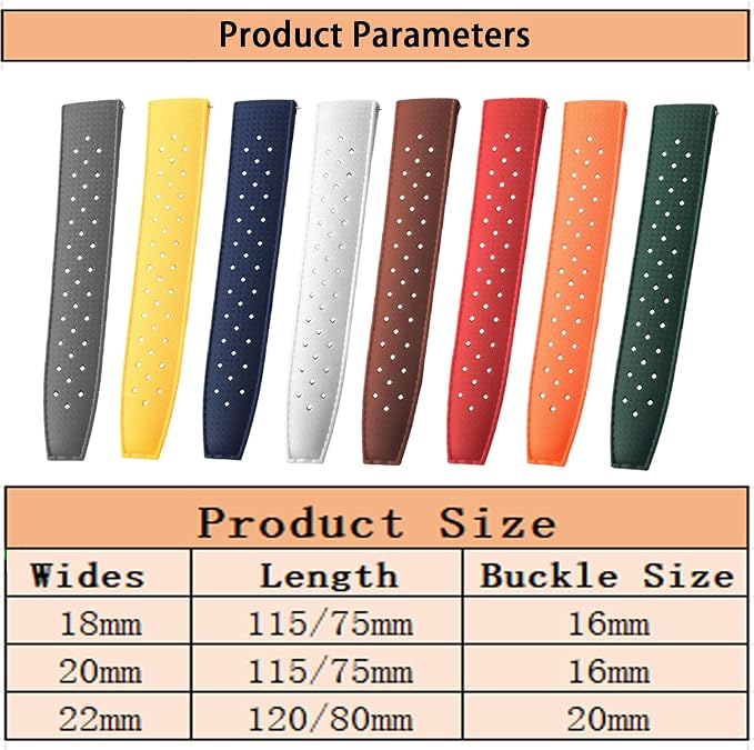 FKM Rubber Watch Bands Tropical Style Quick Release Fluororubber Watch Strap 18mm 20mm 22mm Universal Soft Breathable Durable Sporty FKM Rubber Replacement Band Strap for Men Women