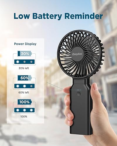 Vista 56 de Mini ventilador de mano EasyAcc USB, ventilador de escritorio pequeño personal portátil, ventilador de mesa con ventilador eléctrico plegable