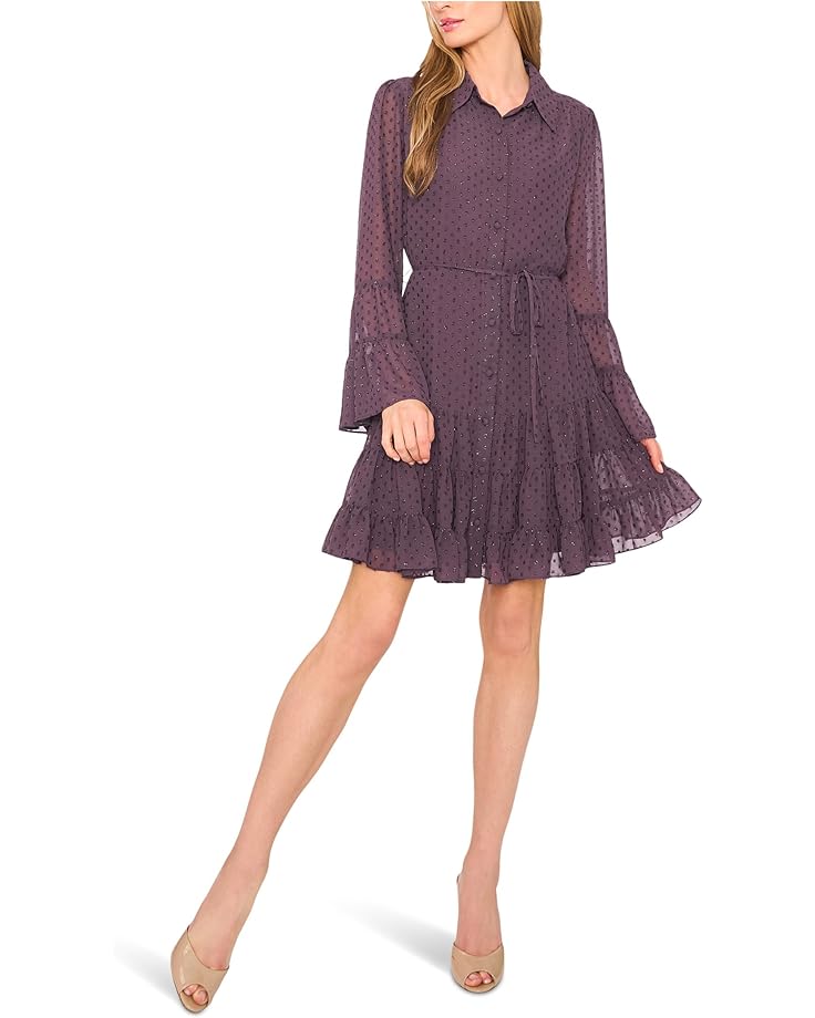 CeCe Tiered Ruffled Button Front Dress - Main View