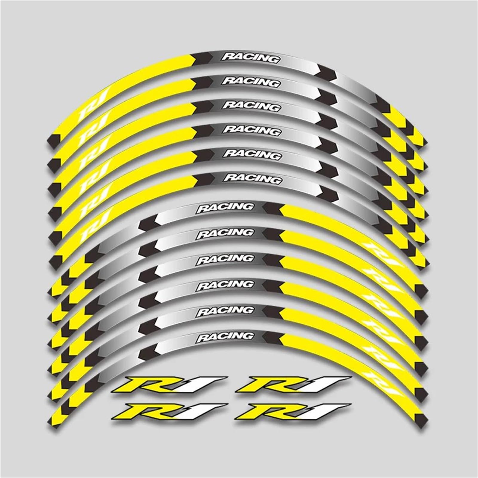 Motorcycle Accessories Wheel Stickers Reflective Decals Rims for Yamaha YZFR1 YZF R1(Style 4)