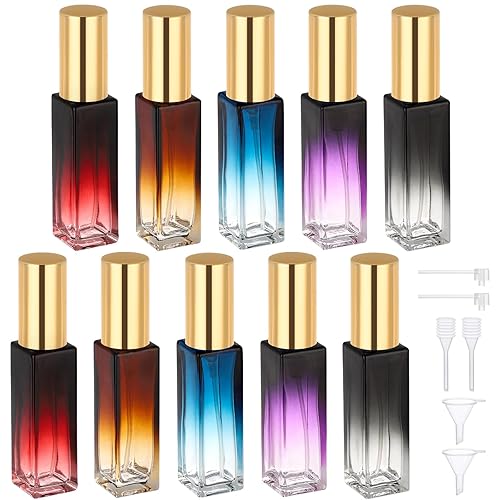 Botellas de perfume Segbeauty para viajes, rellenables, de 10 ml, contenedores de perfume de vidrio con embudo y pipeta, 5 unidades o 10 unidades,