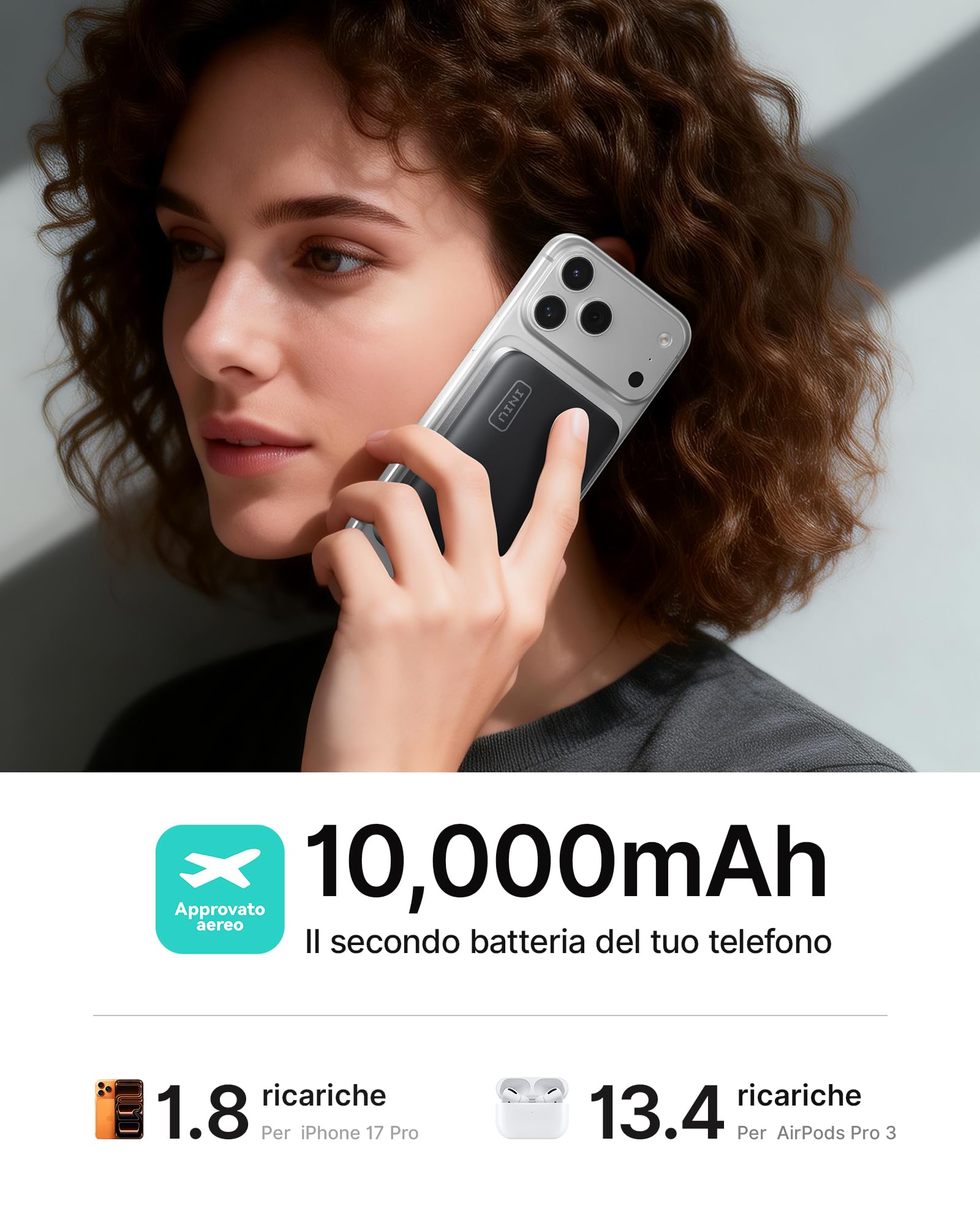 INIU 5000mAh for MagSafe Power Bank, Slim Qi2.2 25W Wireless & 45W Wired | Certificato Qi2.2 25W Wireless, USB C 45W Ricarica Rapida Caricatore Portatile, Viaggio Essenziali per iPhone Serie 17-12