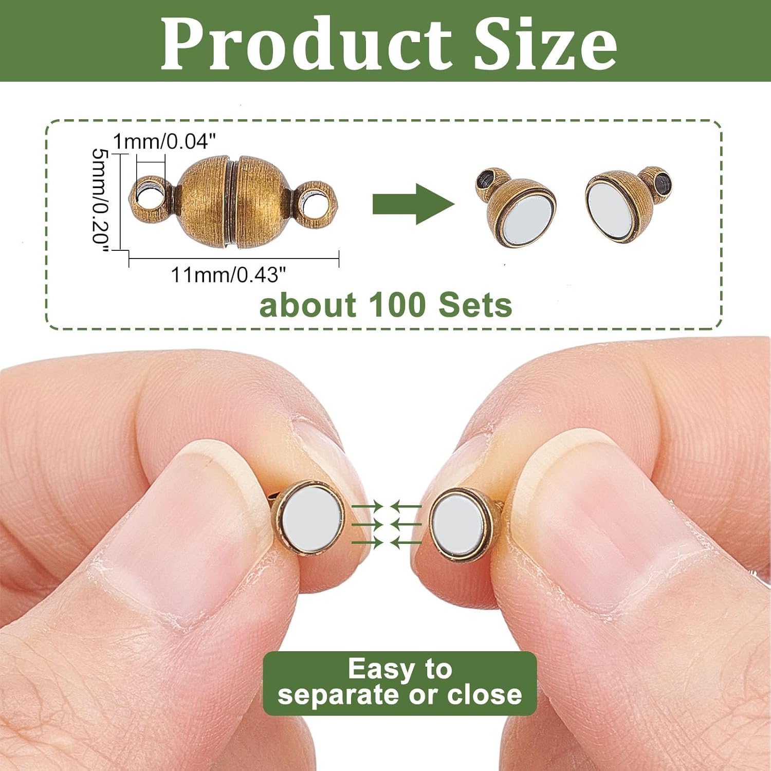 PH PandaHall 100 Sets Brass Magnetic Clasps Mixed Color Round Magnet Converter Jewelry Clasps Buckle Ball for Bracelet Necklace Jewelry DIY Making - Image 2