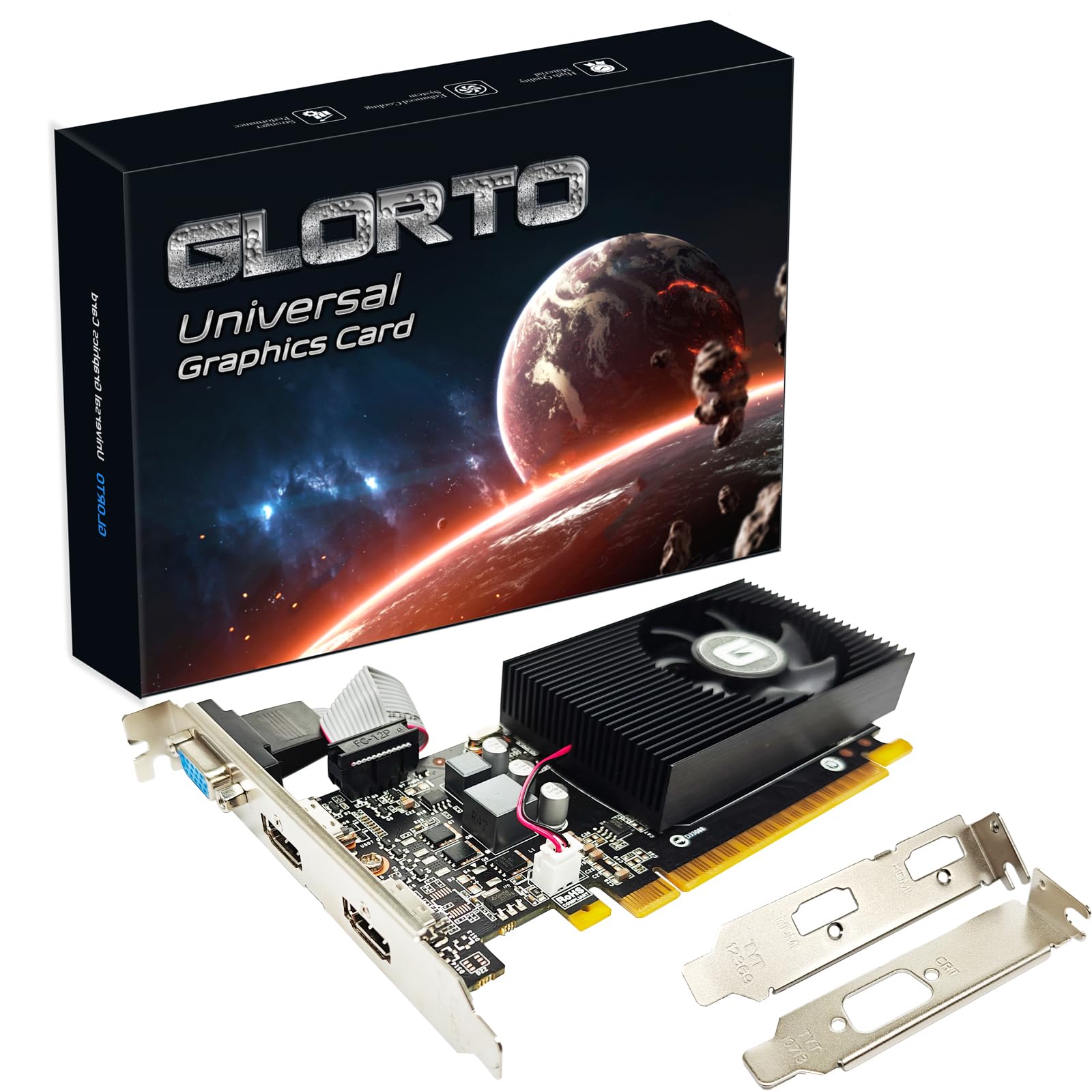 Glorto GeForce GT 730 2G Low Profile Graphics Card, 2X HDMI, VGA, DDR3, PCI Express 1.0 x16, Entry Level GPU for PC, SFF and HTPC