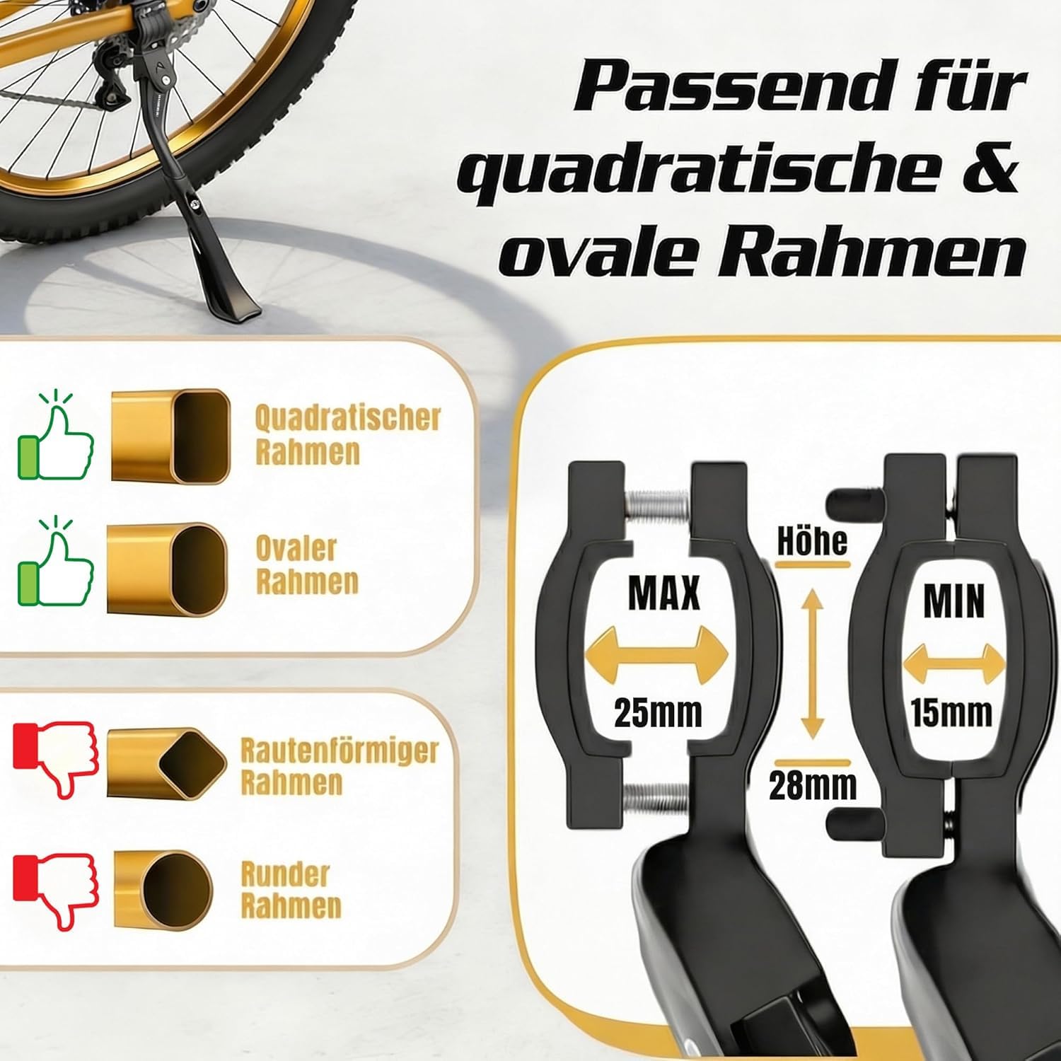 Cavalletto per bicicletta 24-29 pollici Professional Extra Stabile 45 Kg+ | Cavalletto per mountain bike/E-Bike/Citybike | Supporto per bicicletta con costruzione antiscivolo e robusta |