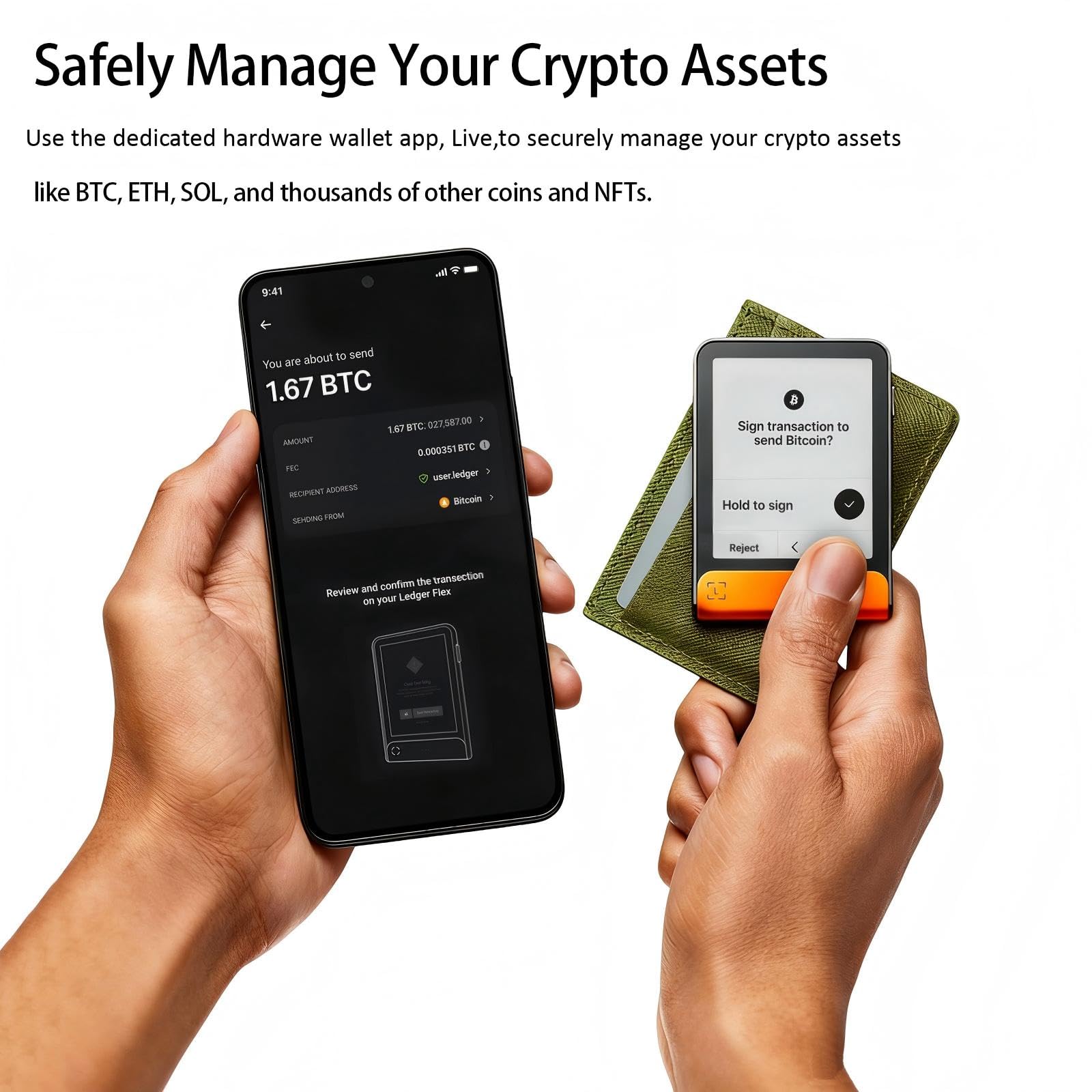 Flex Crypto Wallet Secure Chip Bluetooth Recovery Service Bitcoin Ethereum 15000 Assets Orange