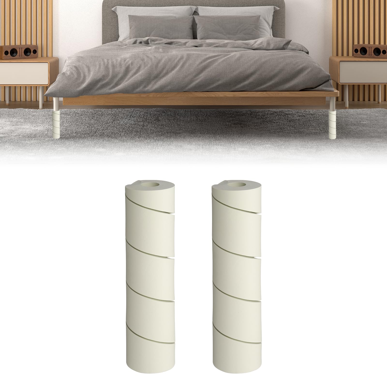 sourcing map 2Pcs Bed Frame Leg Covers, 15 x 152 mm Non-Adhesive Bed Frame Toe Protectors, Adjustable Safety Foot Prevents Toe from Hitting Hard Chair Table Furniture Legs, White