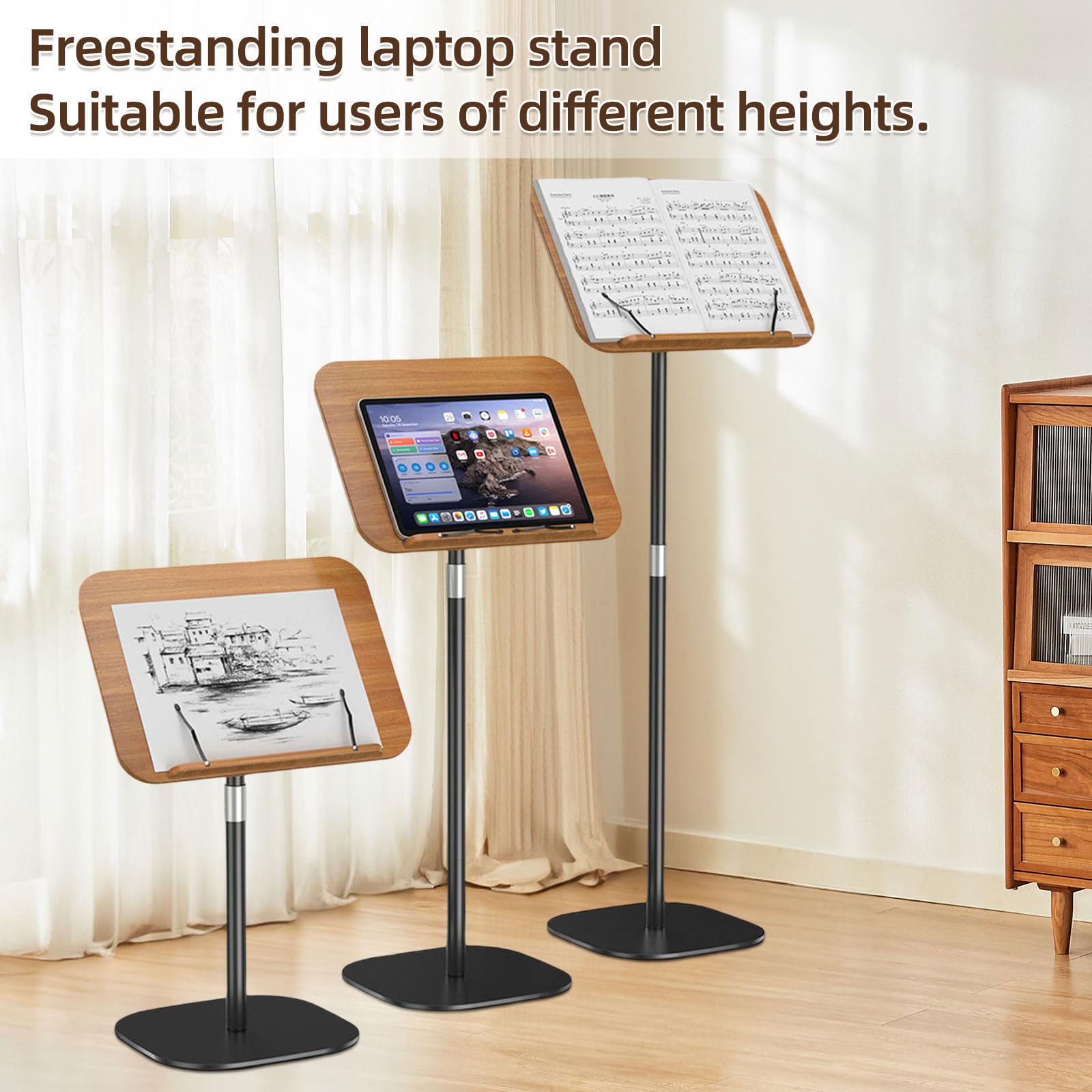 Bureau debout, réglable en hauteur de 46 à 120 cm, avec angle réglable, table d'appoint réglable, bureau mobile pour études, support de podium portable pour l'école, le bureau, l'église